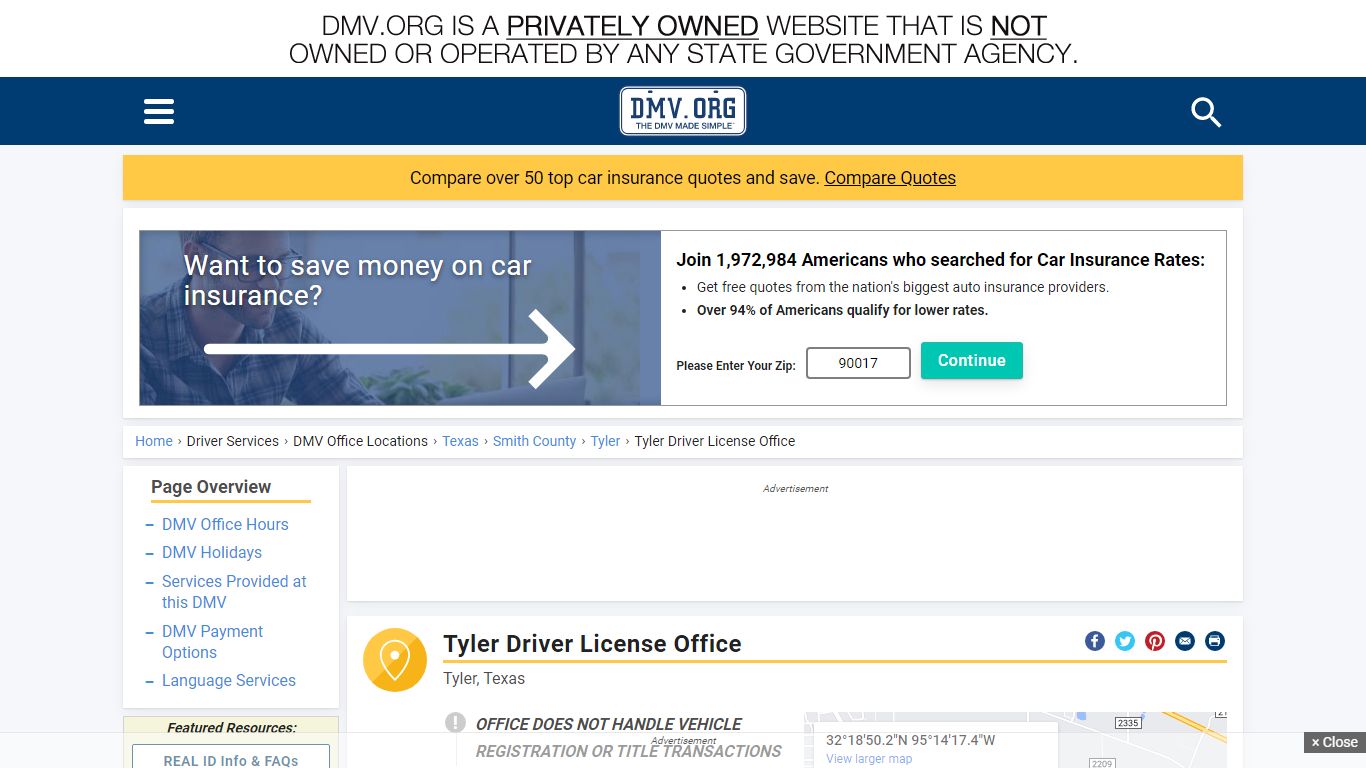 Tyler Driver License Office of Tyler, Texas | DMV.ORG